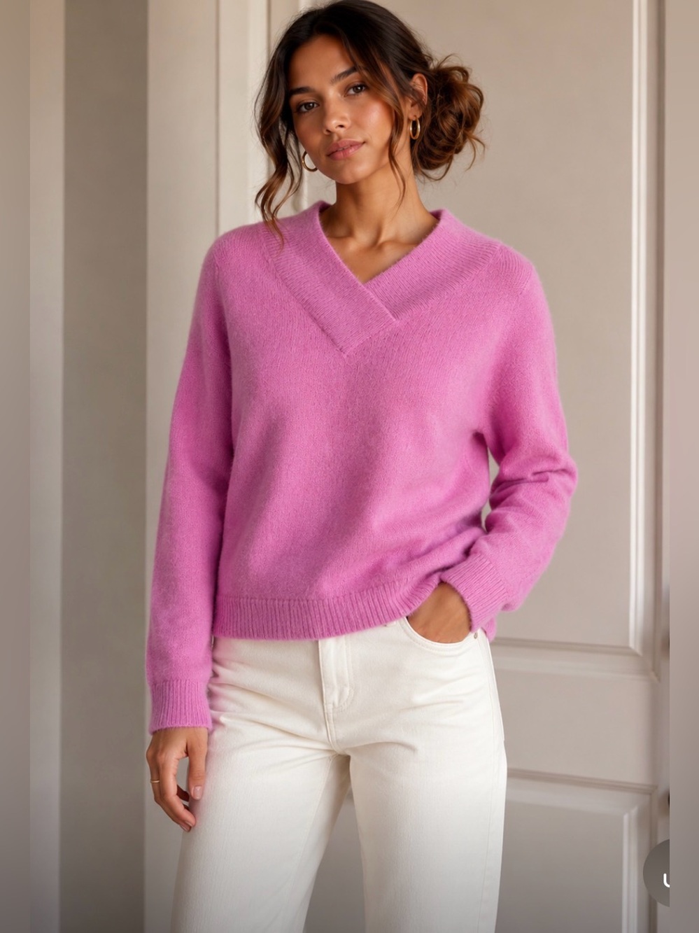 Atoir Skie knit Pink V-Neck Sweater size small